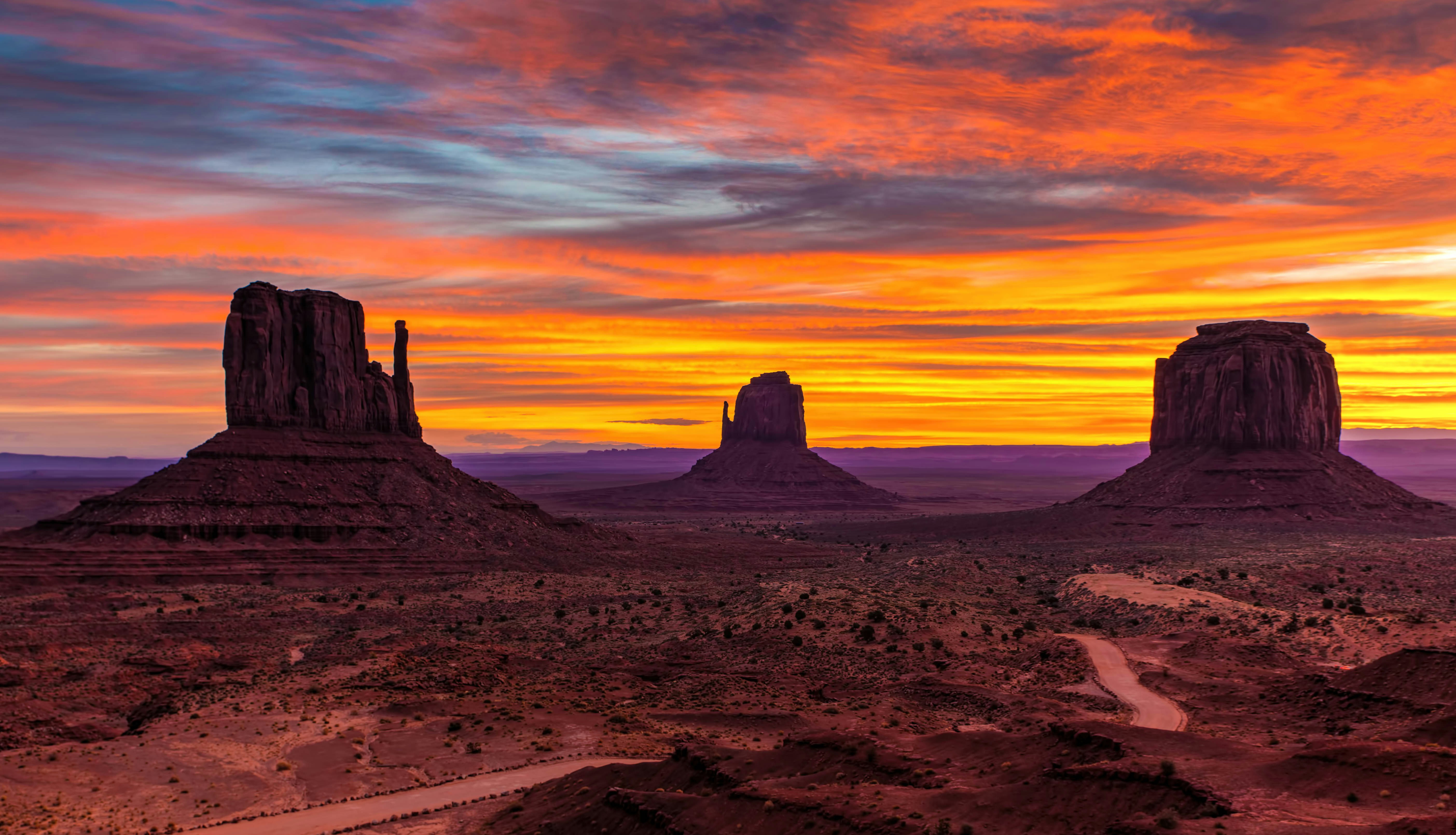 Monument Valley buttes at sunset